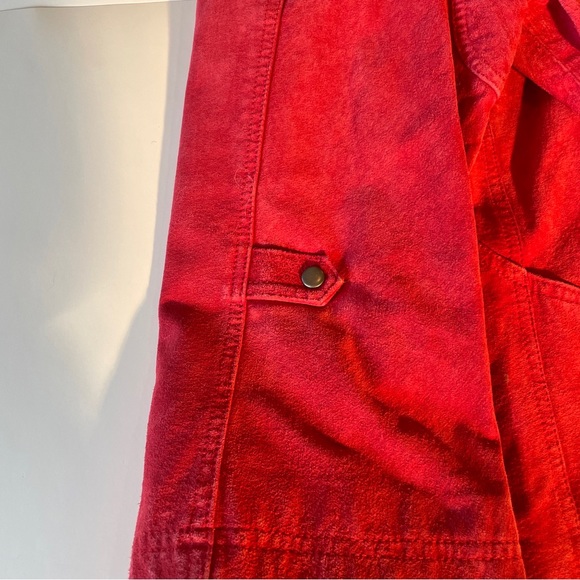 Coldwater Creek Womens Snap Closure Red Leather Suede Jacket Size L Fitted - Picture 5 of 5